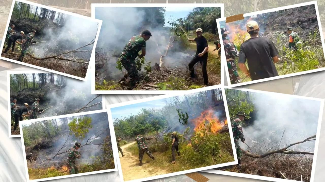 Sigap, Personel Koramil 04/Sultan Daulat Padamkan Karhutla di Pasir Belo